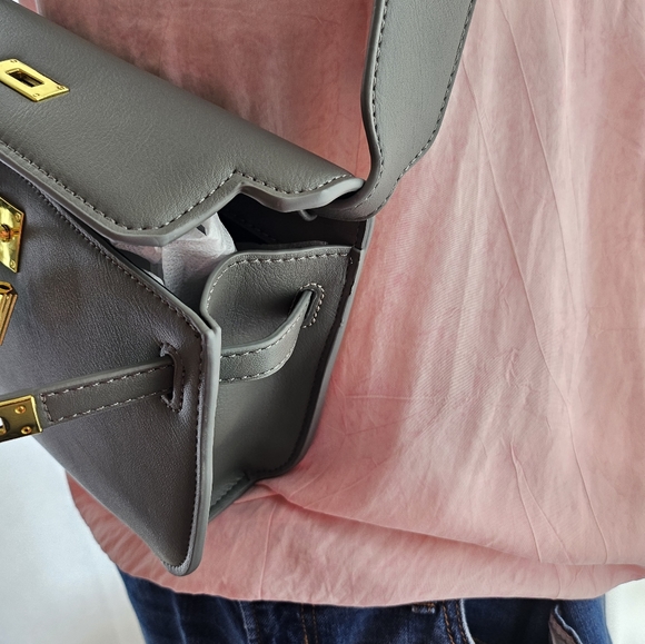 Vtg Michael Leu Pink Top M Structured Twist Lock Box Handbag Bag & Jeans 12 - Picture 10 of 16